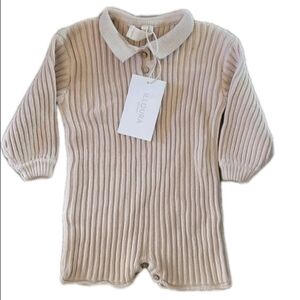 Illoura The Label Rib Knit Long Sleeve Romper Artisian Natural Dyes Sustainable